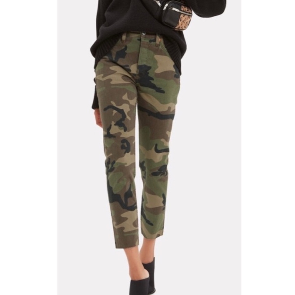 Redone Re/Done Camouflage Cropped Skinny Jeans 26 women’s green camo